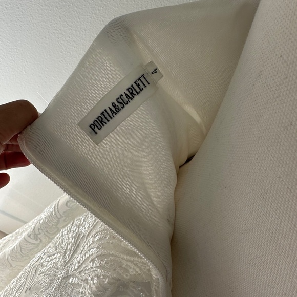 Portia & Scarlett White Sparkle Ballgown with High Leg Slit - Picture 4 of 10